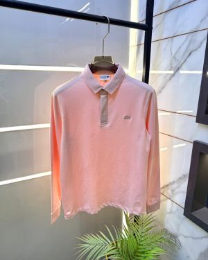 Lacost Pink Polo Neck Full Sleeves Premium Collar T-shirt F5115-PI
