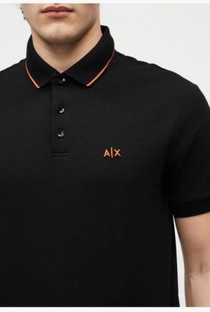 Arma i Exchange Black Premium Cotton Pique fabric Polo Tshirt with Collar Design and Embroidered Logo 3971