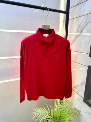 Lacost Red Polo Neck Full Sleeves Premium Collar T-shirt F5115-RE
