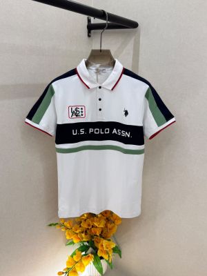 US Polo White Premium Collar Neck Polo T-shirt F3707-WH
