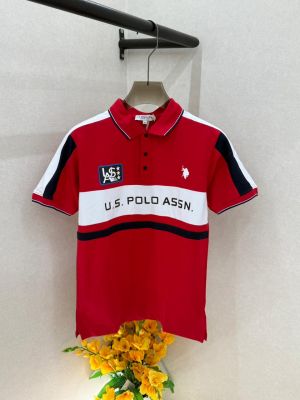 US Polo Red Premium Collar Neck Polo T-shirt F3707-RE