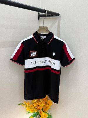 US Polo Black Premium Collar Neck Polo T-shirt F3707-BL
