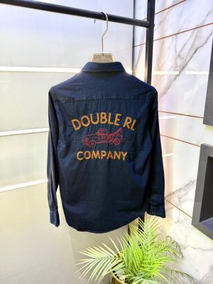 Ralp Lauren Navy Importad Back Printed Super Premium Denim Shirt F3779-NY
