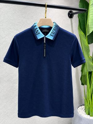 Emporio Arm Navy Premium Imported 240 GSM Interlock Lycra Fabric Polo Tshirt with Collar Logo Design 4566
