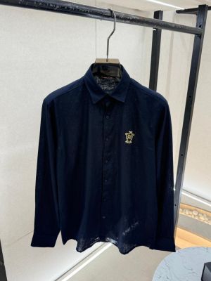 Massimo Dutti Navy Linen Back Printed Premium Shirt With Brand Box Packing F4030-NY