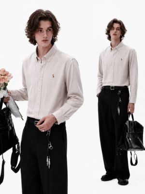 RALPx-H Lx-AUREN P-OLO IMPORTED STORE ARTICLE SHIRT linen fabric GREY COLOUR