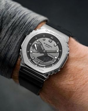 G-Shock GM 2100 Stainless Steel GRAY DIAL Black Strap Watch