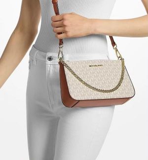 Michael korrs chain medium size 21 cm sling bag with og box(22318 biege)