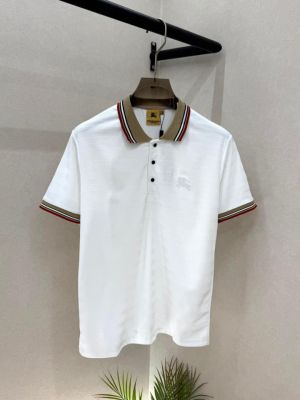 Burberr  White Embroidery Logo Premium Collar Neck Polo T-shirt With Brand Box Packing F3582-WH