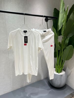 Boss White Premium Tracksuit with Soft Cotton Fabric nd Emboss Logo 4470
