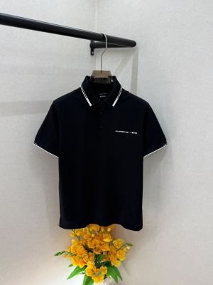 Boss x Porsche Black Premium Collar Neck Polo T-shirt With Brand Box Packing F3843-BL