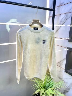 Prad Milano Imported White Embroidery Logo Premium Pullover F3329-WH