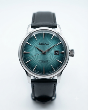 Seiko Presage Automatic Leather Silver sky Blue Dial