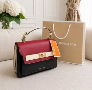 Michaeel korrs kelly top handle bag with dust bag and carry bag(2005-black-red)