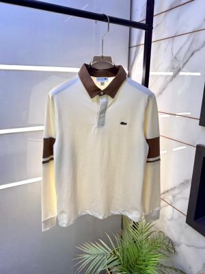 Lacost Cream Polo Neck Full Sleeves Premium Collar T-shirt F5126-CR