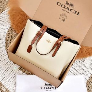 Coaach Mollie Premium Leather Tote Bag With OG Box & Dust Bag (White - 1199)