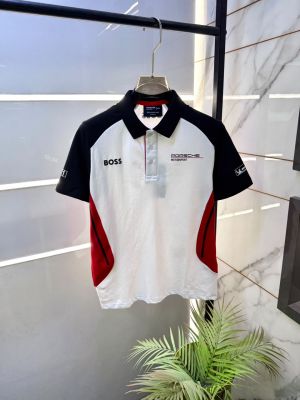 Boss x Porsche Edition White Collar Neck Premium Polo T-shirt F5145-WH