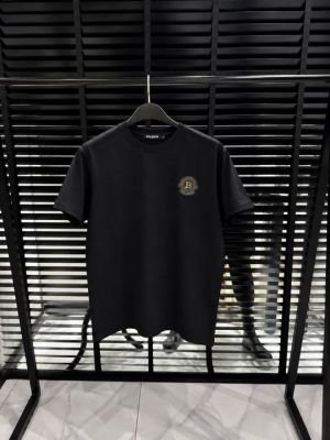 Balmai Chest Logo Round Neck T-shirt Black