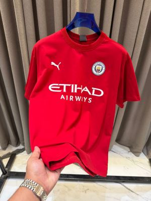 Pum_Mancity Logo Round Neck T shirt Red