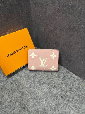 Louiis Vuitton Portefeuille Clea Bifold Pink Wallet Monogram Empreinte Tourterelle With OG Box Dust Cover & Carry Bag M80152 Pink Silk Screen