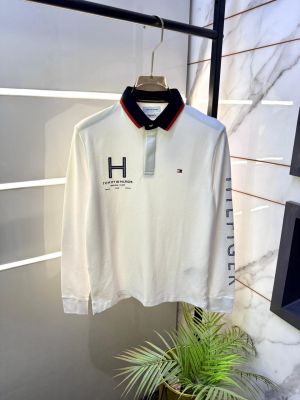 Tomm Hilfiger White Polo Neck Full Sleeves Premium Collar T-shirt F5134-W2