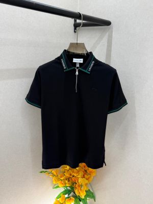 Lacost Black Premium Collar Neck Polo T-shirt With Brand Packing F3971-BL