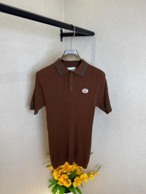 Gucc Brown knitted Polo Super Premium Collar Neck T-shirt F3594-BR