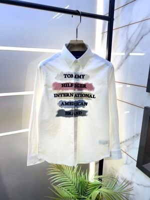 Tomm _Hilfiger White Printed Premium Oxford Lycra Shirts F5038-WH