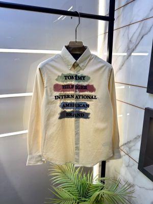 Tomm _Hilfiger Cream Printed Premium Oxford Lycra Shirts F5038-CR