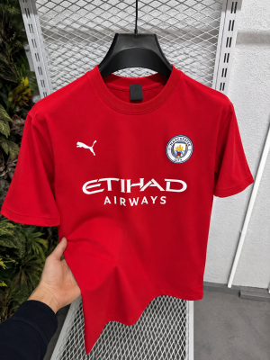 Pum_Mancity Logo Round Neck T shirt Red