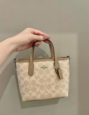 Coacch City Mini Tote With OG Box Dust Cover Signature Canvas Milk Tea Apricot 6602