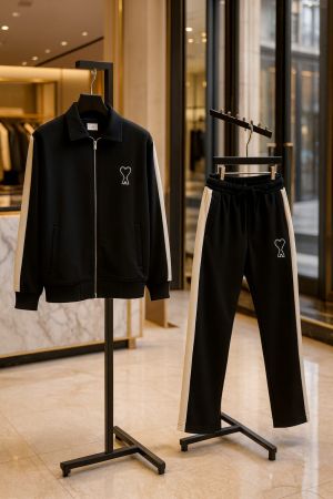 Ami Black Embroidery Logo Imported Premium Track Suit F3400-BL