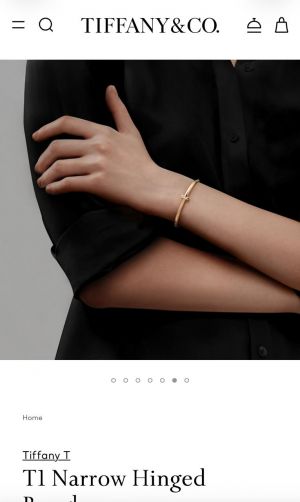 Tiffany & Cco Gold Narrow Hinged Bracelet With Original Dustcover