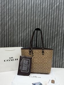 Coacch CB 07 Apricot Coffee Reversible City Tote With Wallet CarryBag & Original DustCover
