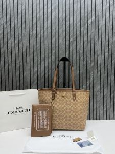 Coacch CB 04 Apricot-Apricot Reversible City Tote With Wallet CarryBag & Original DustCover