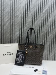 Coacch CB 03 Coffee-Black Reversible City Tote With Wallet CarryBag & Original DustCover
