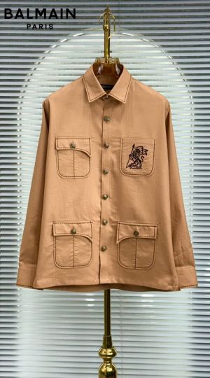 Balmai Paris Hunting Safari Linen Orange Imported Shirt With Brand Box Packing And Carry Bag F4074-OR