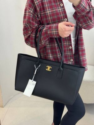 Chaneel Black Leather Tote High Quality Leather With OG Box Dust Cover & Carry Bag 26006 Black Leather