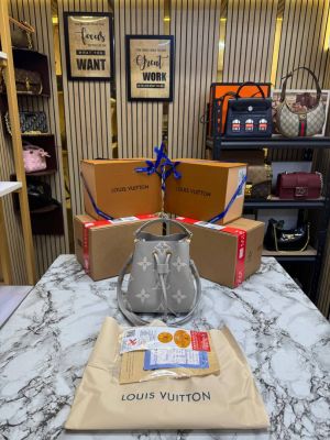 Louiis Vuitton NeoNoe BB Giant Monogram Leather Bucket Bag (Grey) (M24248)