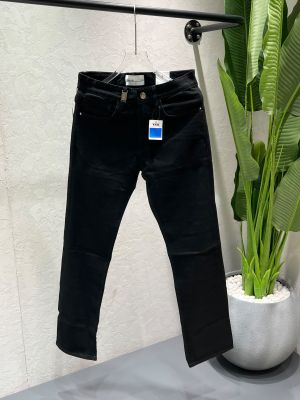 Ami Black Straight Fit Premium Imported Fabric Denim with Back pocket Metal Logo Design