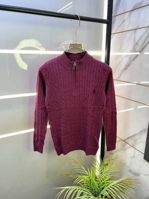 Ralp_Lauren Wine Imported knitted Premium Pullovers F3216-WI