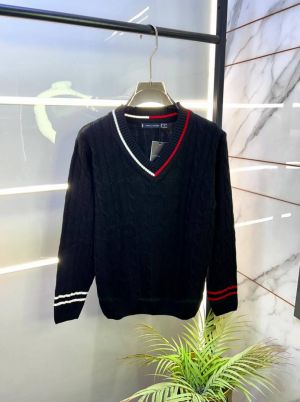 Tomm_Hilfiger Imported Black knitted V Neck Super Premium Pullovers F3238-BL
