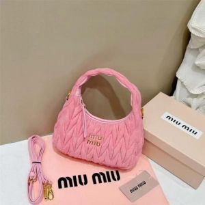 Miu miu Suede Leather Hobo Bag With Ogbox Dustcover Long Belt Etc Model No 677