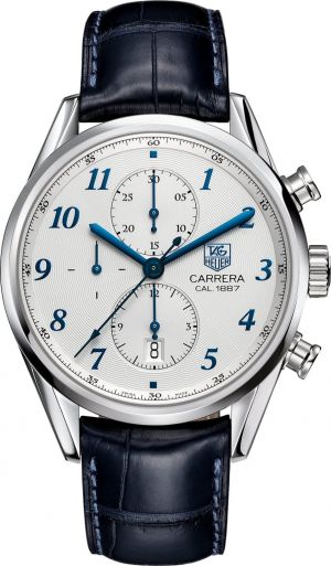 TAG Heueer Carrera Calibre 1887 Automatic Chronograph blue and white