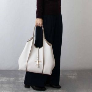 Todds T Timeless Premium Quality Leather Bag With Extra Pouch & OG Magnetic Box With Dust Bag (White - 445)