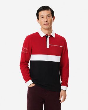 Boss x Porsche Edition Red Polo Neck Full Sleeves Premium Collar T-shirt F5125-RE