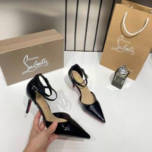 Christian Loubouttinn Pointed-toe Stiletto Pumps Heels Black Patent Heels With OG Box & Dust Cover W53-8 Black