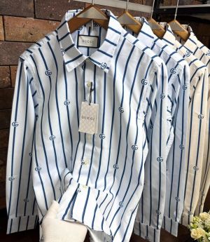 Guchi Monogram Print Full Sleeves Shirt White