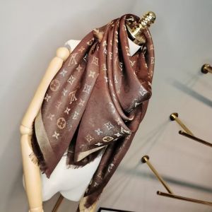 Louiis Vuitton Monogram Brown Cotton Blend Scarf OG Box & Carry Bag