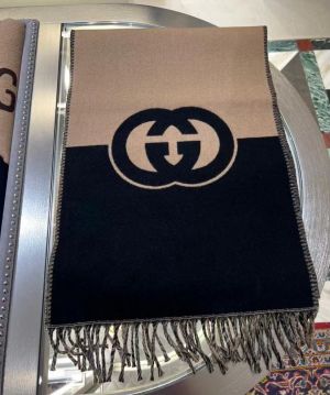Guccci Interlocking G Wool Scarf Black & Beige OG Box & Carry Bag
